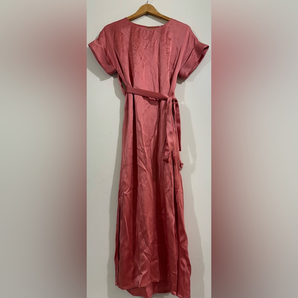 LAPOINTE Women's Maxi Dress with Self-Tie Belt - Rose Pink